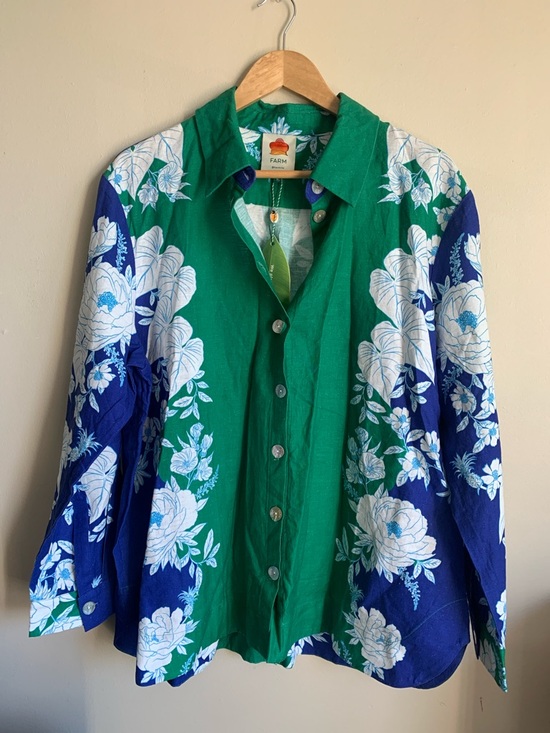 FARM Rio Tops - NWT farm rio soft garden shirt blue & green size xl